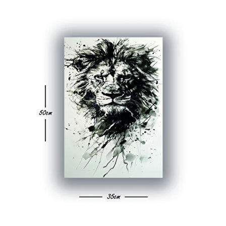 aslan siyah boyama baskılı kanvas duvar tablosu