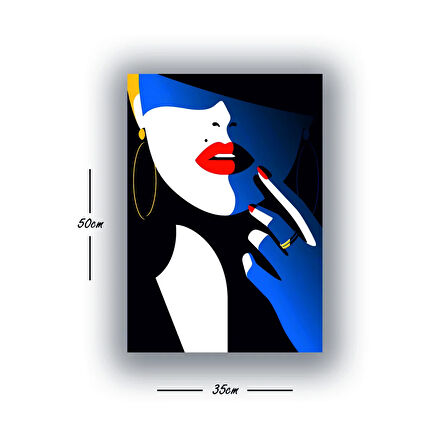 kadın renkli portre küpe baskılı kanvas duvar tablosu