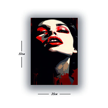 kadın dudak gözler baskılı kanvas duvar tablosu