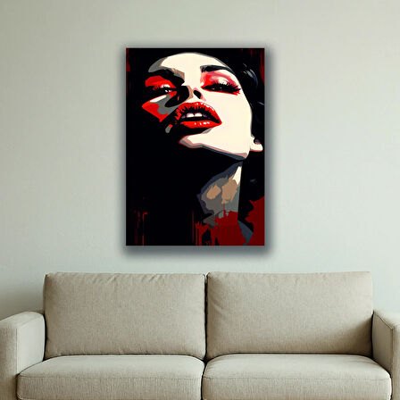 kadın dudak gözler baskılı kanvas duvar tablosu