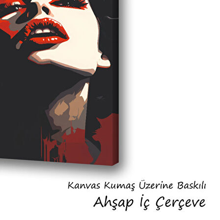 kadın dudak gözler baskılı kanvas duvar tablosu