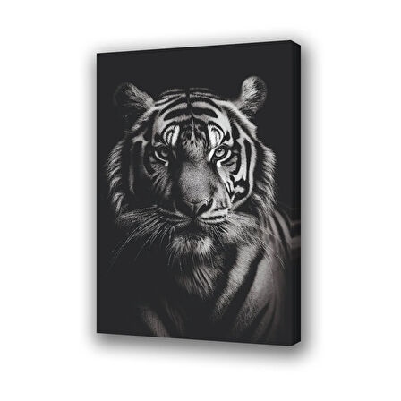 aslan siyah renksiz baskılı kanvas duvar tablosu