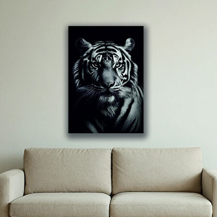 aslan siyah renksiz baskılı kanvas duvar tablosu