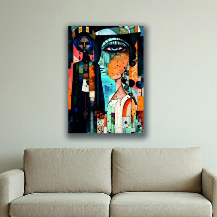 kadın portre baskılı kanvas duvar tablosu