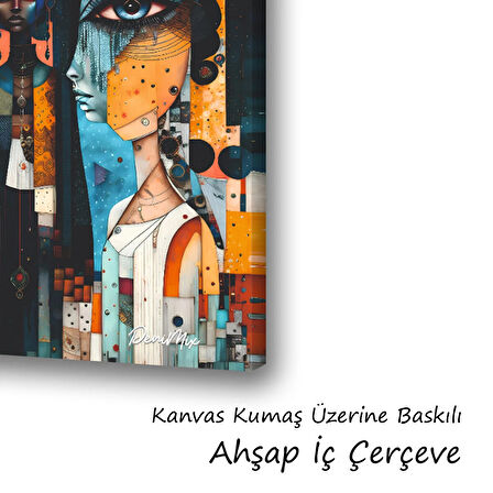 kadın portre baskılı kanvas duvar tablosu