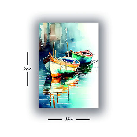 tekneler gün batımı deniz baskılı kanvas duvar tablosu