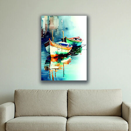 tekneler gün batımı deniz baskılı kanvas duvar tablosu