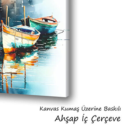 tekneler gün batımı deniz baskılı kanvas duvar tablosu
