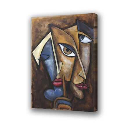 3 surat kadın baskılı kanvas duvar tablosu