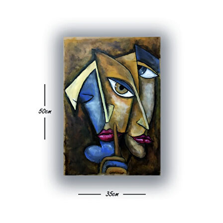 3 surat kadın baskılı kanvas duvar tablosu