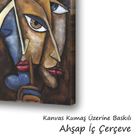 3 surat kadın baskılı kanvas duvar tablosu