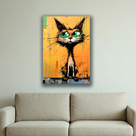 kirli sokak kedisi baskılı kanvas duvar tablosu