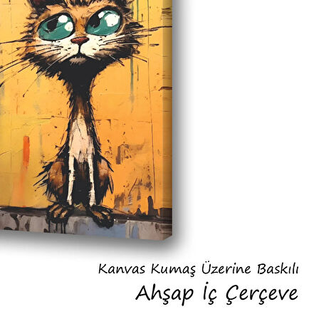 kirli sokak kedisi baskılı kanvas duvar tablosu