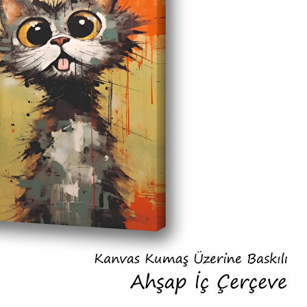sevimli yavru kedi baskılı kanvas duvar tablosu