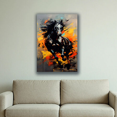 koşan at baskılı kanvas duvar tablosu