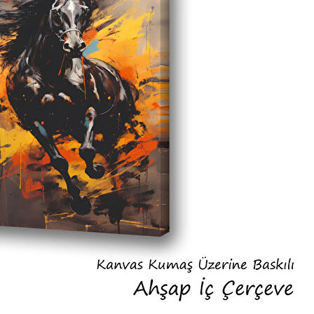 koşan at baskılı kanvas duvar tablosu