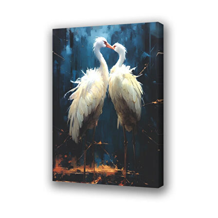 beyaz eş kuğu baskılı kanvas duvar tablosu