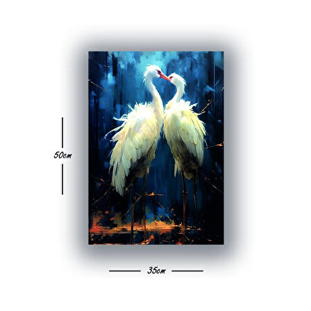 beyaz eş kuğu baskılı kanvas duvar tablosu