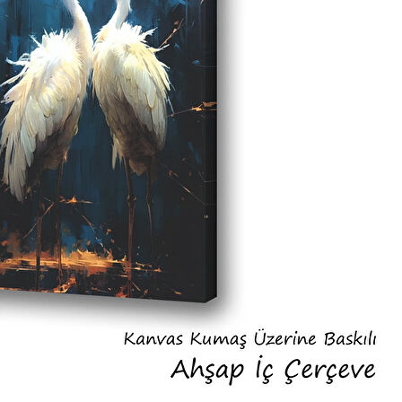 beyaz eş kuğu baskılı kanvas duvar tablosu