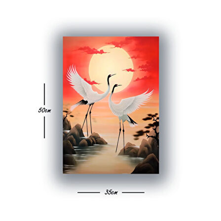 göl manzara kuşlar baskılı kanvas duvar tablosu