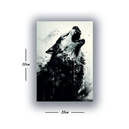uluyan kurt baskılı kanvas duvar tablosu