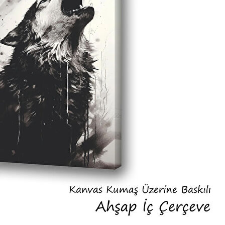 uluyan kurt baskılı kanvas duvar tablosu