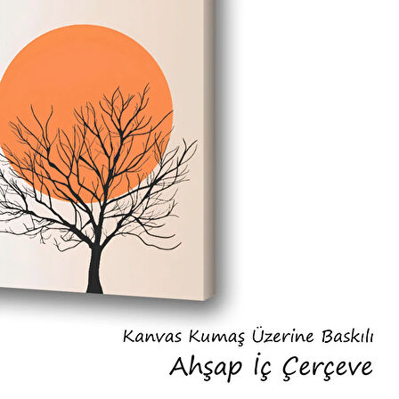 geometri kuru dallar güneş baskılı kanvas duvar tablosu