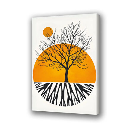 geometri kuru dallar güneş gölge baskılı kanvas duvar tablosu