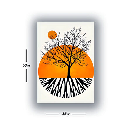 geometri kuru dallar güneş gölge baskılı kanvas duvar tablosu