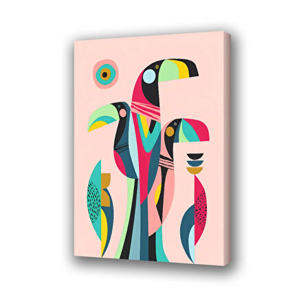 geometri soyut hayvanlı baskılı kanvas duvar tablosu