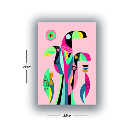 geometri soyut hayvanlı baskılı kanvas duvar tablosu