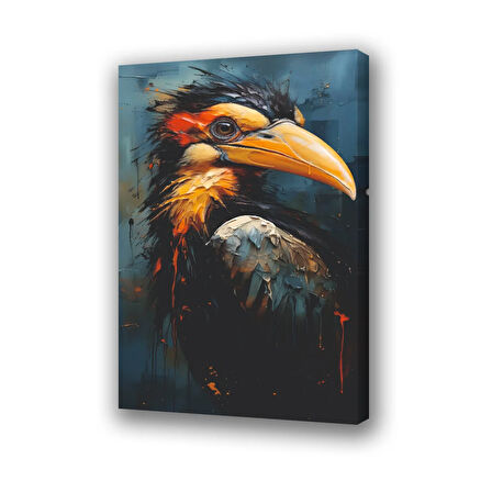 kuş koyu renkli baskılı kanvas duvar tablosu