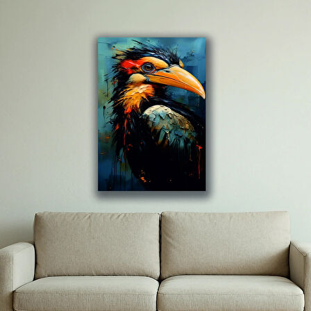 kuş koyu renkli baskılı kanvas duvar tablosu
