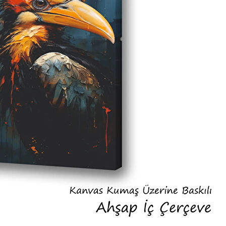 kuş koyu renkli baskılı kanvas duvar tablosu