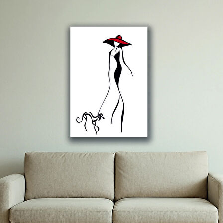 kadın çizim modacı baskılı kanvas duvar tablosu