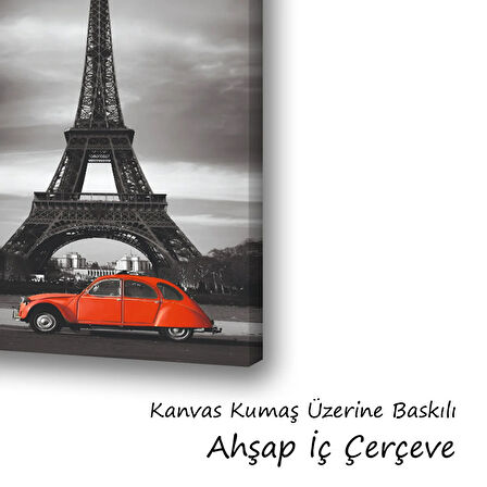 Kule kırmızı araba baskılı kanvas duvar tablosu