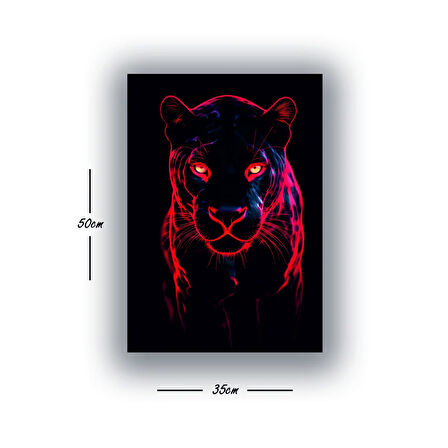 kırmızı neon kaplan baskılı kanvas duvar tablosu