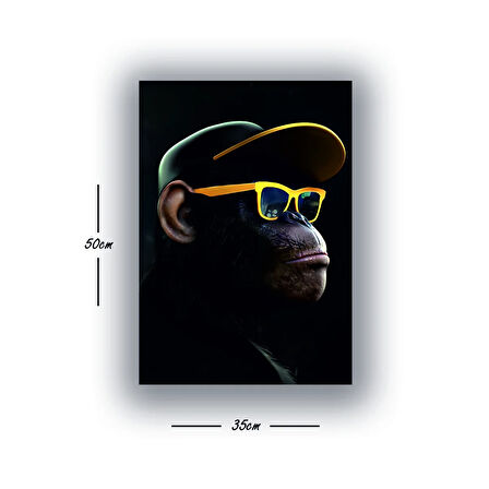 goril şapkalı baskılı kanvas duvar tablosu