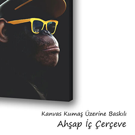 goril şapkalı baskılı kanvas duvar tablosu
