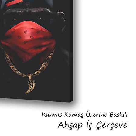 maymun kolyeli baskılı kanvas duvar tablosu