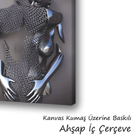 metal kadın erkek baskılı kanvas duvar tablosu