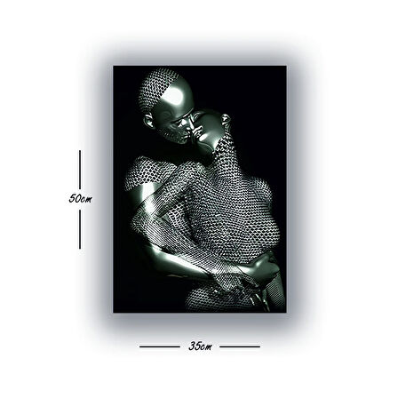 aşk metal efektli baskılı kanvas duvar tablosu