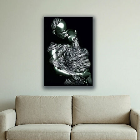 aşk metal efektli baskılı kanvas duvar tablosu