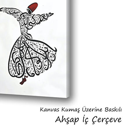 mevlana sema baskılı kanvas duvar tablosu