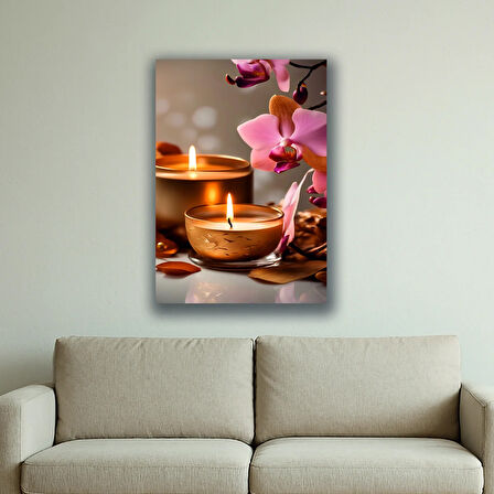 masaj mum otantik salon baskılı kanvas duvar tablosu