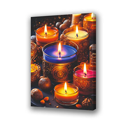 renkli mumlar baskılı kanvas duvar tablosu