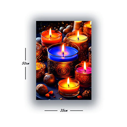 renkli mumlar baskılı kanvas duvar tablosu
