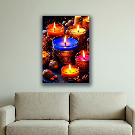 renkli mumlar baskılı kanvas duvar tablosu