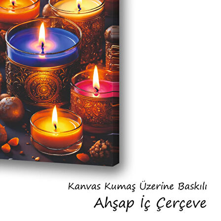 renkli mumlar baskılı kanvas duvar tablosu