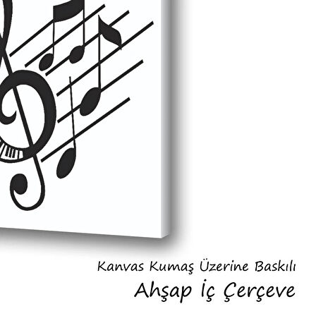 müzik notalar baskılı kanvas duvar tablosu